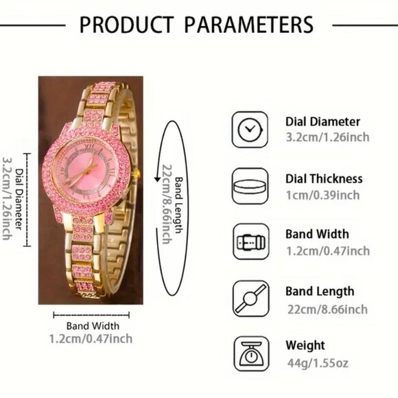 Brand New 6pc Women's Pink & Gold Quartz Watch Set - Picture 7 of 7